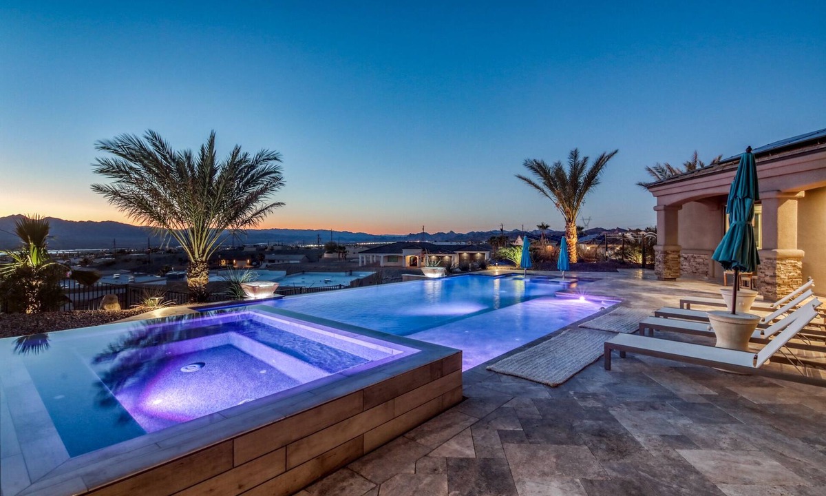 Lake Havasu City House | Custom Luxury 4 master suite home with cabana, large pool and twin 60’ RV bays!