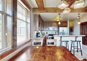 Mountain-view condo on ski shuttle route with deck & fireplace in Fraser