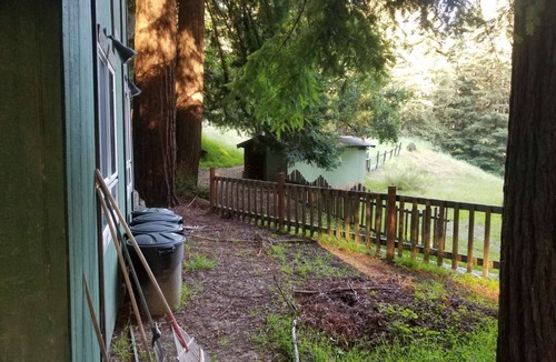 Los Gatos RV Rental | Campsite #8 with hot water shower in 45acre Redwood Mountain Retreat