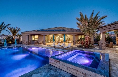Lake Havasu City House | Custom Luxury 4 master suite home with cabana, large pool and twin 60’ RV bays!