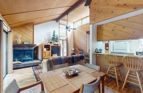 Shaver Lake Condo | Dog-Friendly Condo with WiFi, Wood-Burning Fireplace, Deck, Pool & Hot Tub