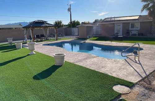 Pahrump Apartment | Gated Desert Retreat Saltwater Pool & Hot Tub 5 Min to Hospitals & Shopping