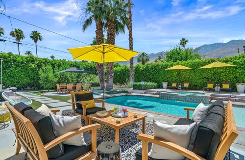 Tahquitz River Estates House | Good Vibes Only – Historic Spanish Hacienda with Pool, Spa, Fire Pit & Mountain Views