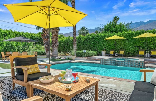 Tahquitz River Estates House | Good Vibes Only – Historic Spanish Hacienda with Pool, Spa, Fire Pit & Mountain Views