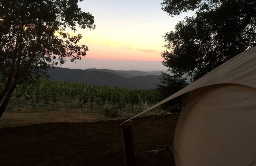 Los Gatos RV Rental | Lotus Yurt in Vineyard Overlooking Monterey Bay near Los Gatos, California