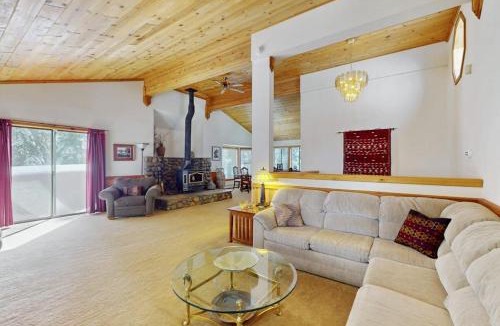 Ridgewood House | Rustic home with wood stove deck open floor plan & nearby activities