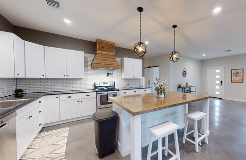 Fischer House | Secluded home with firepit, gas grill, central AC, game room, W/D