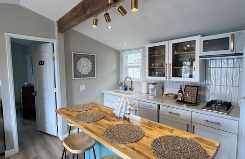 Morro Bay Cottage | Upscale Beach Cottage - rock view