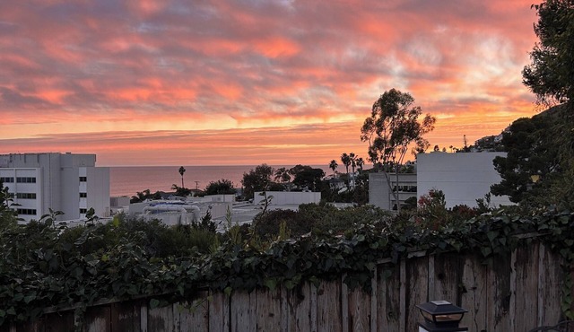 Cozy Laguna Beach private retreat with ocean views from the spacious deck.