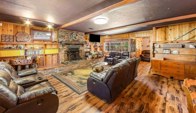 Group getaway with bar & game room, fireplaces, deck, and grill - dog-friendly