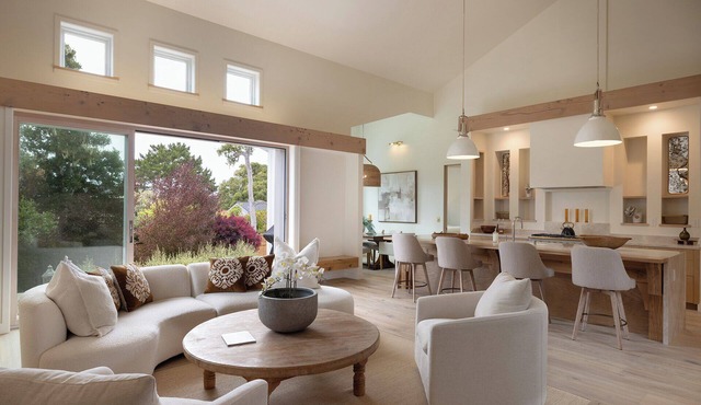 Lasauen House is a newly built luxury retreat in Pebble Beach featuring 5 ensuite bedrooms, soaring ceilings, and a bright open-concept design. Enjoy a private backyard with bocce court, BBQ, and outdoor dining—just minutes from Carmel and golf.