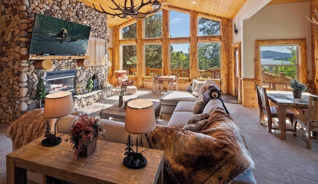 Log Styling with Spectacular Lake Views! HOT TUB! Wall to Wall Game Room!