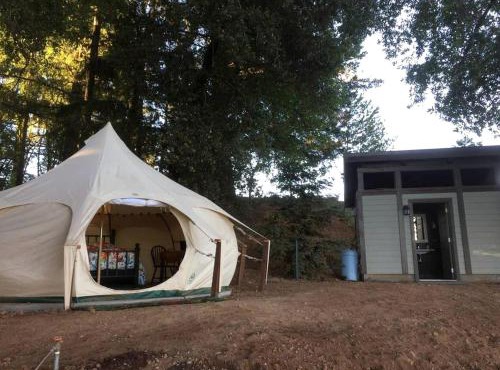 Lotus Yurt in Vineyard Overlooking Monterey Bay near Los Gatos, California