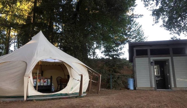 Lotus Yurt in Vineyard Overlooking Monterey Bay near Los Gatos, California