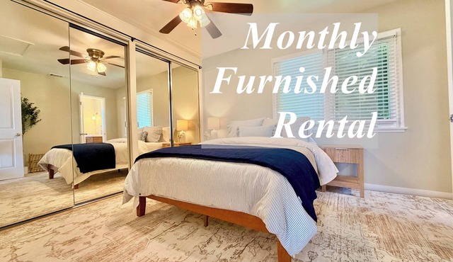 Monthly furnished rental, washer/dryer in-unit, parking, walk to beach +more!