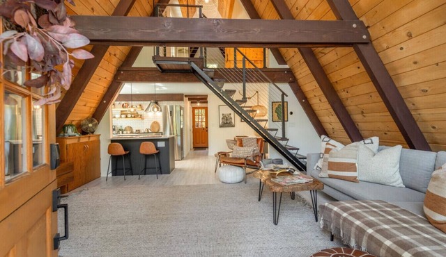 Tahoe A-Frame Cabin with Hot Tub | Walk to Lake, Sleeps 6
