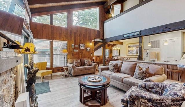Your next vacation getaway is less than 200 steps to a private beach on the lake
