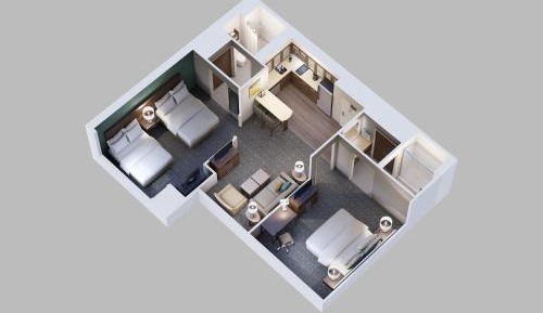 Two Bedroom Suite with One Queen Bed and Two Double Beds - Non-Smoking
